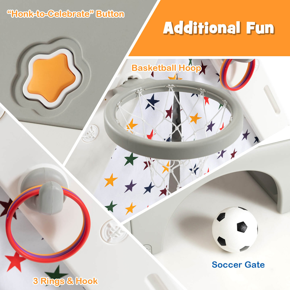 Costway Grey Kids Climber Tent with White Board Image 7