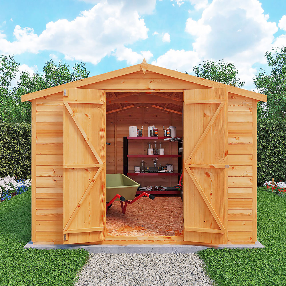 Shire 10 x 8ft Double Door Dip Treated Overlap Apex Shed Image 4