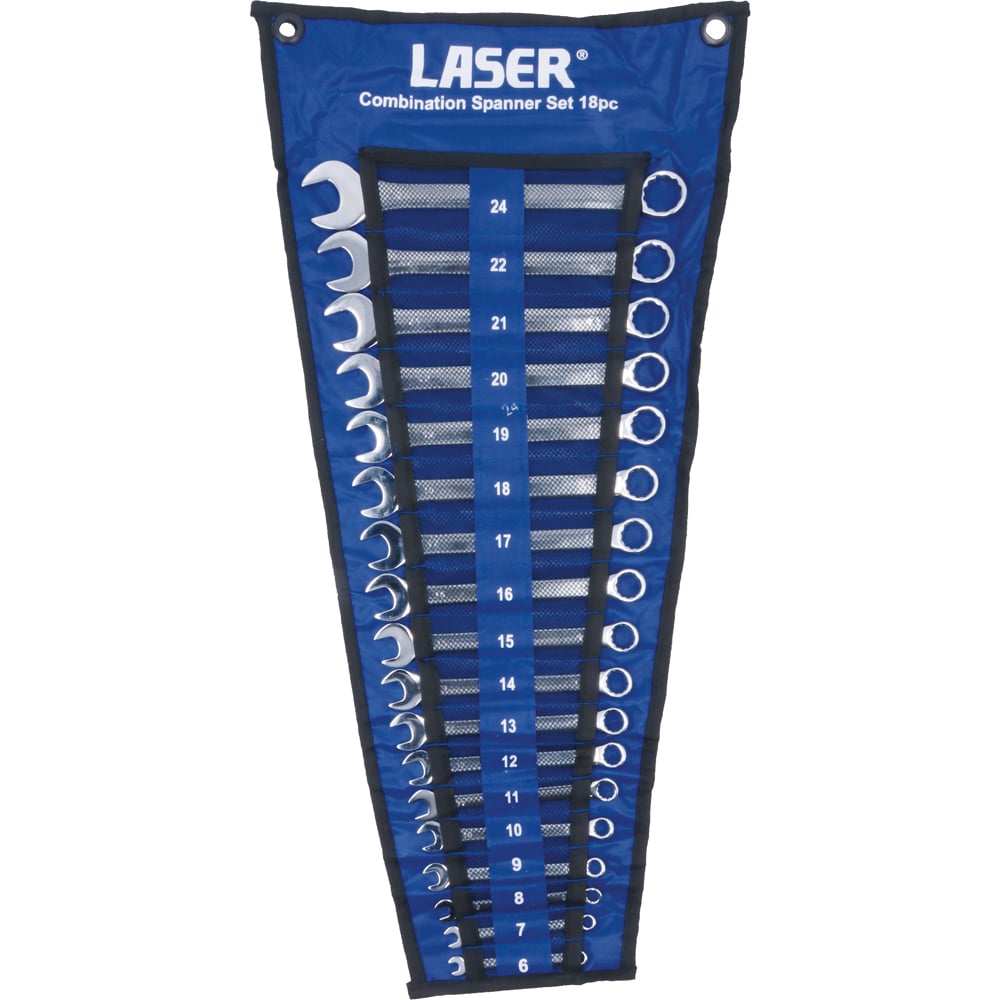Laser 18 Piece 6-24mm Polished Mirror Finish Bi-Hex Combination Spanner Set Image 1