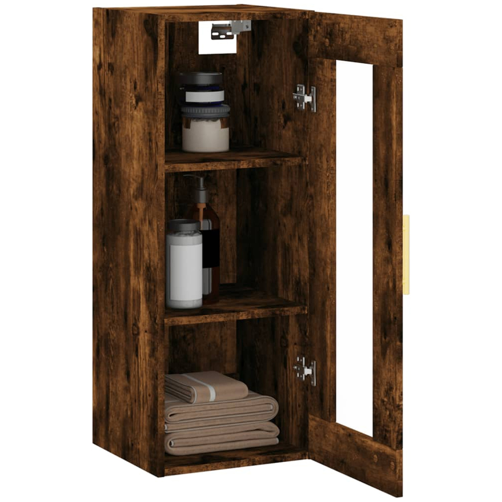 vidaXL Single Door 3 Shelf Brown Wall Mounted Cabinet Image 5