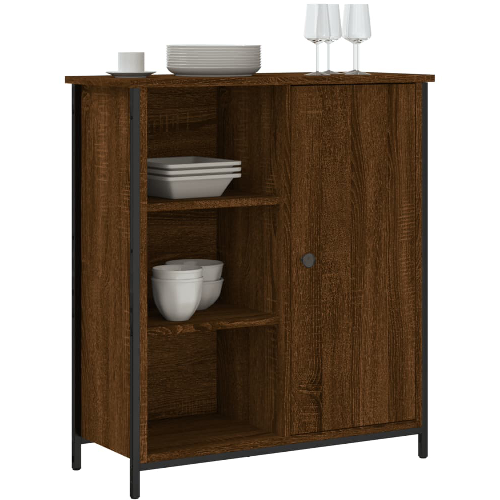 vidaXL Single Door 3 Open Shelf Brown Sideboard Image 3