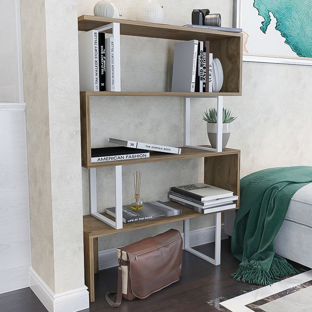 Decorotika Adriana 4 Tier White and Oud Bookcase Image 1