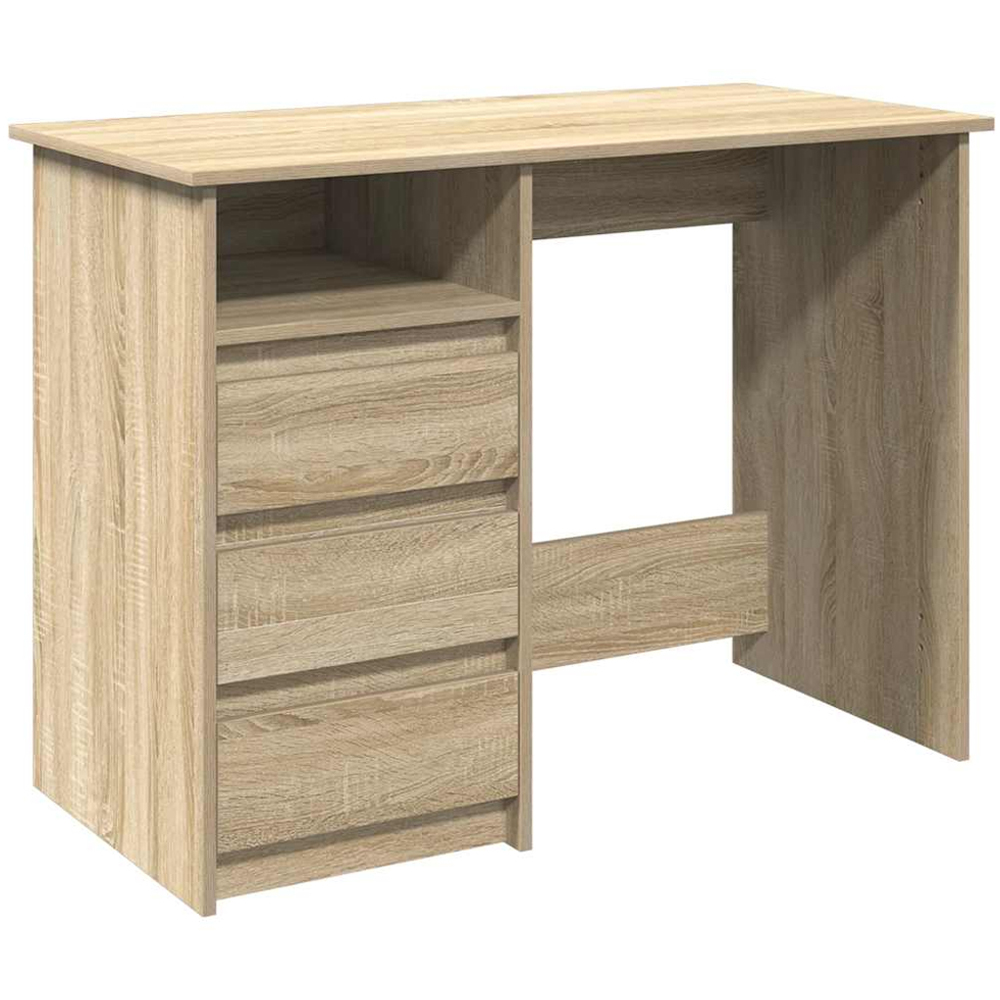 vidaXL 3 Drawer Single Shelf Computer Desk Sonoma Oak Image 2