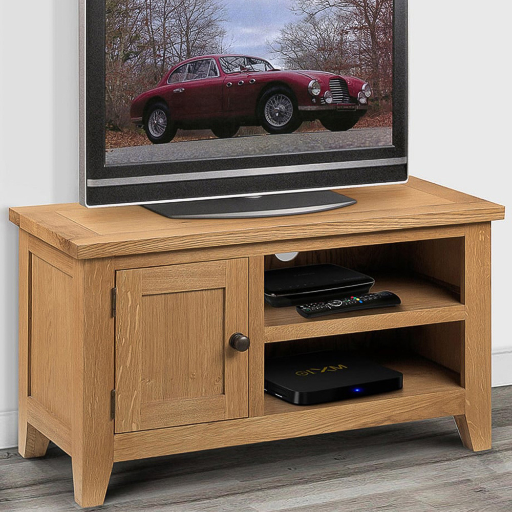 Julian Bowen Astoria Single Door 2 Shelf Oak TV Unit Image 1