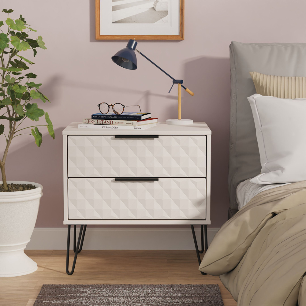 Crowndale Harlequin 2 Drawer Kashmir Matt Side Table Ready Assembled Image 7