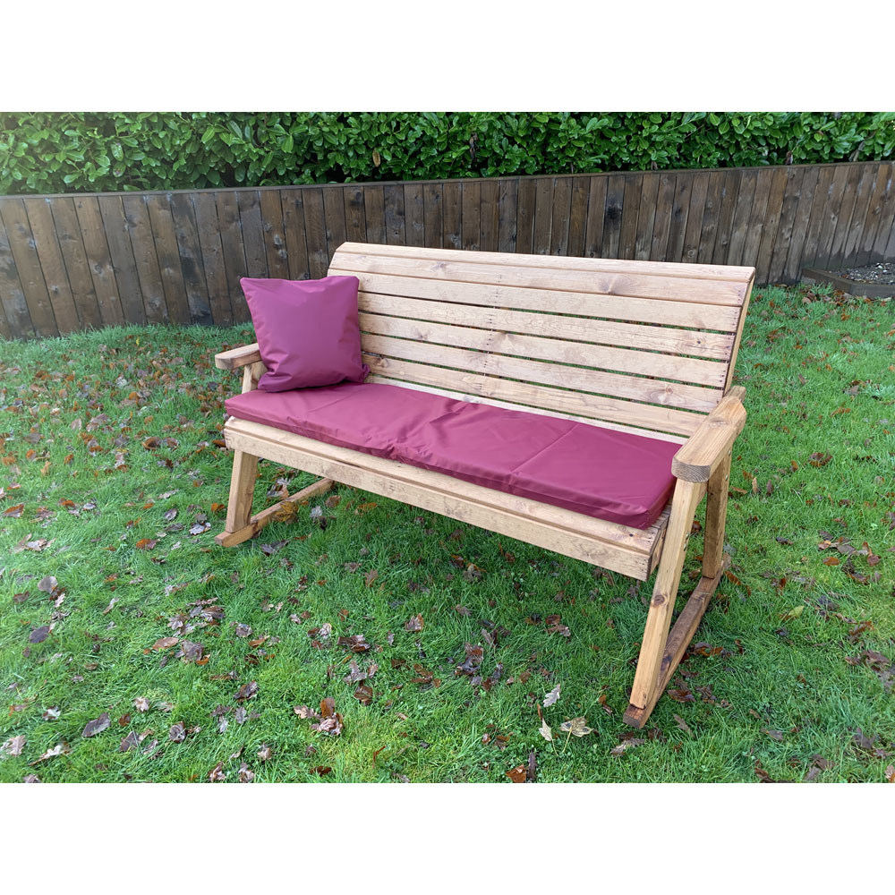 Charles Taylor 3 Seater Rocker Bench with Red Cushions Image 4