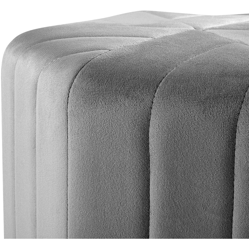 Living and Home Grey Minimal Hexagonal Velvet Footstool Ottoman with Stripes Image 5