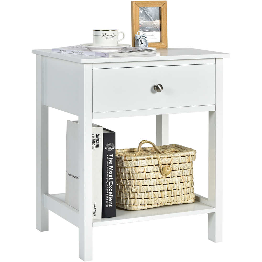 Costway Single Drawer White Wooden Nightstand Set Of 2 Image 3