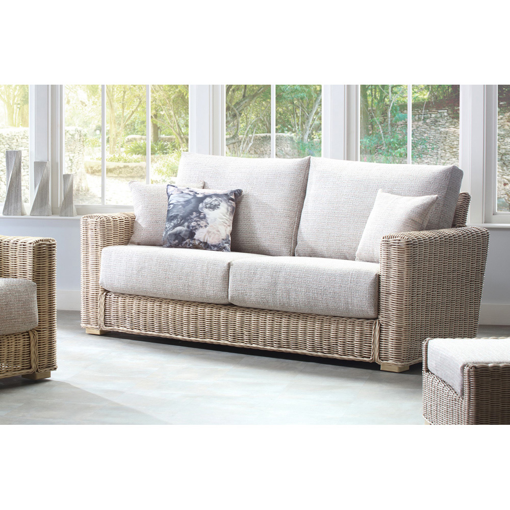 Desser Burford 5 Seater Blush Tweed Natural Rattan Sofa Set Image 5