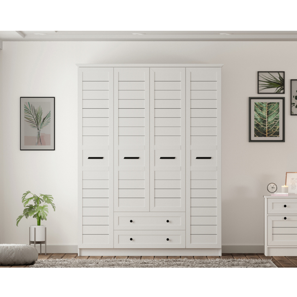 Evu VENICE XL 4 Door 2 Drawer Soft White Wardrobe Image 4