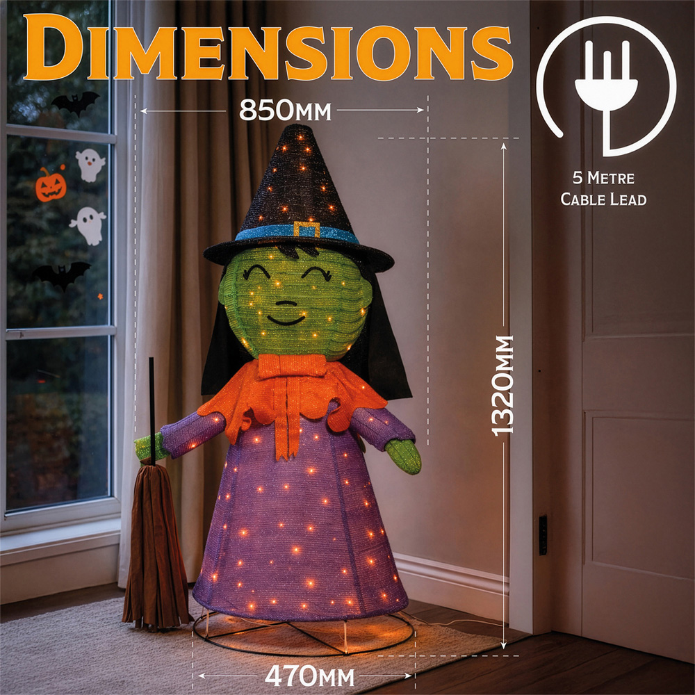 FXLab Large Foldable Witch Outdoor Halloween Decoration 85 x 47 x 132cm Image 7