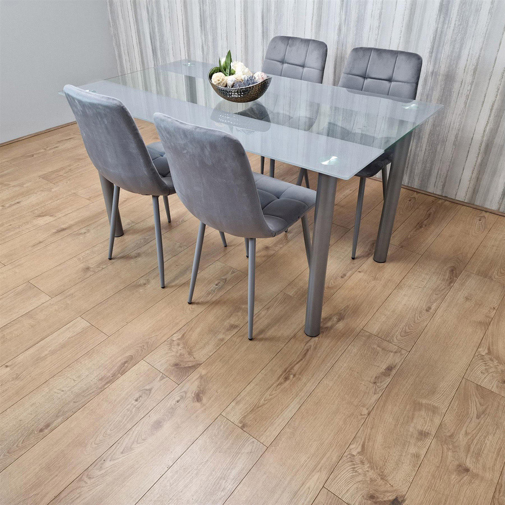 Kosy Koala 4 Seater Grey and Clear Glass Dining Set Image 7