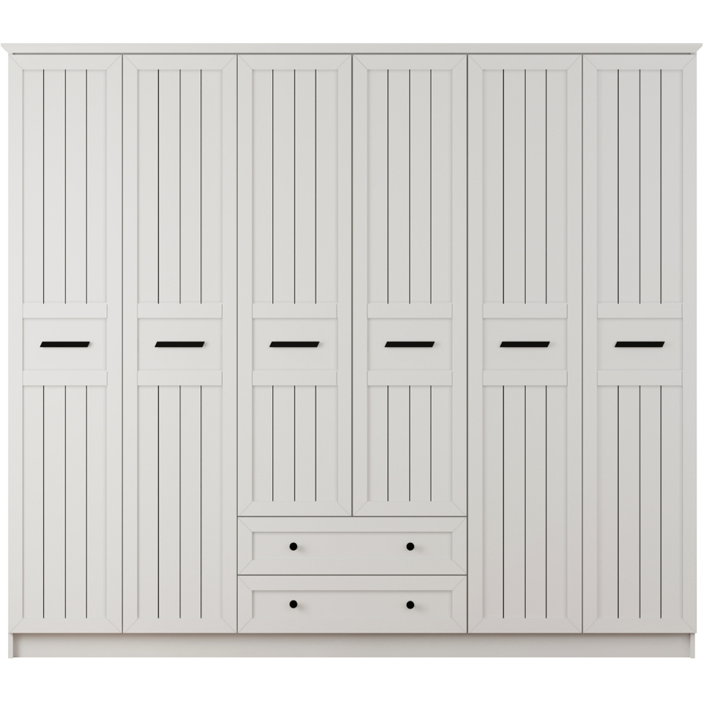 Evu VIENNA 6 Doors 2 Drawers White Wardrobe Image 3