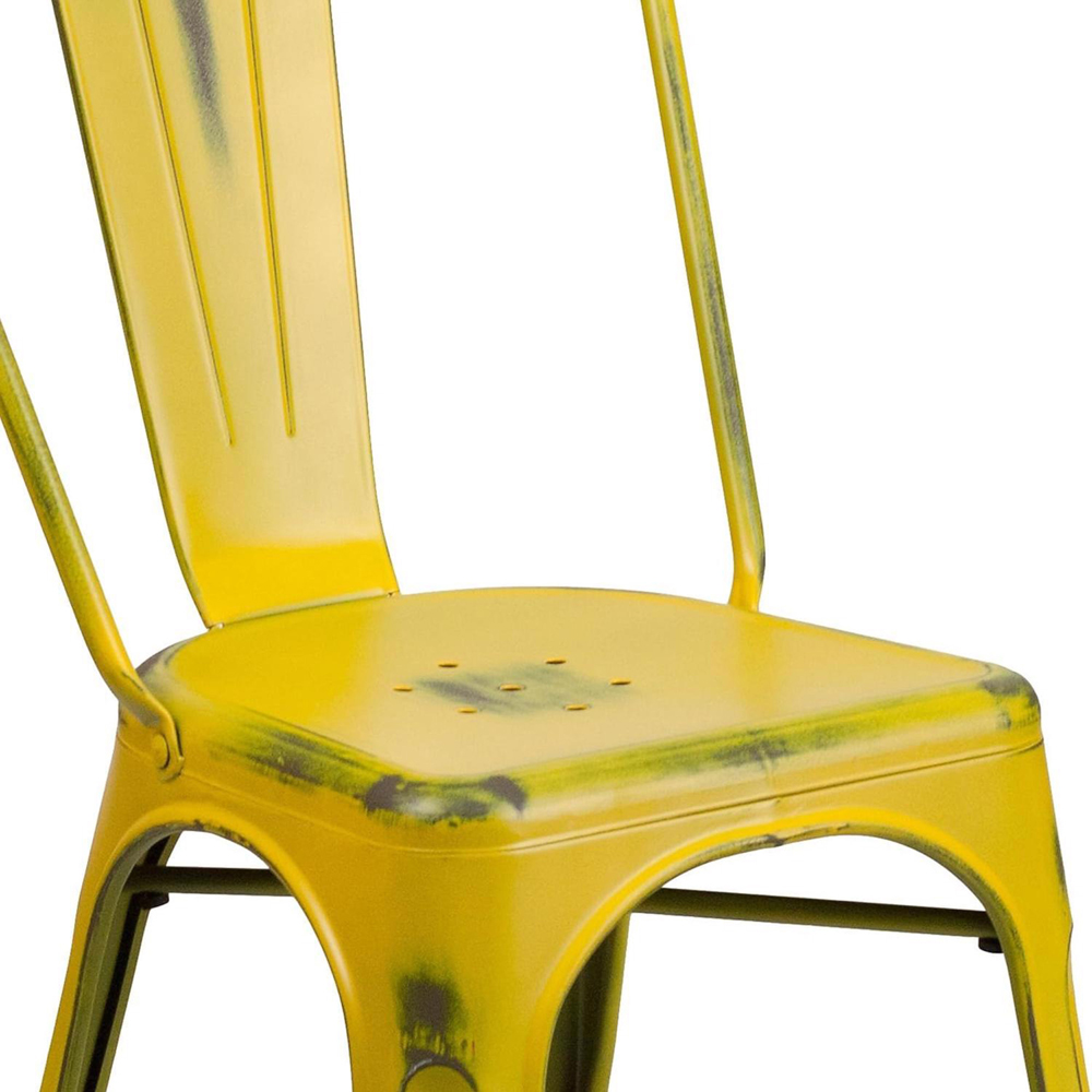 FWStyle Set of 4 Yellow Assembled Steel Chairs Image 5