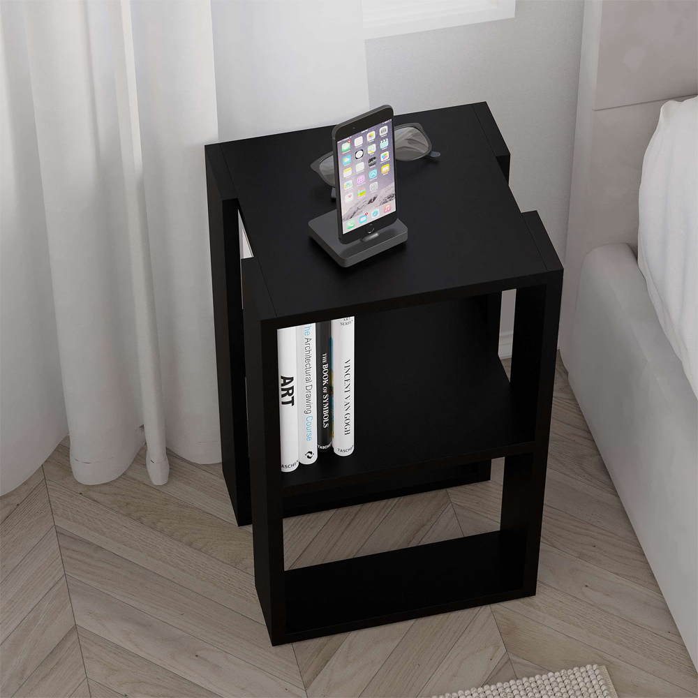 Decortie Lonie Black Bute Bedside Table Image 3