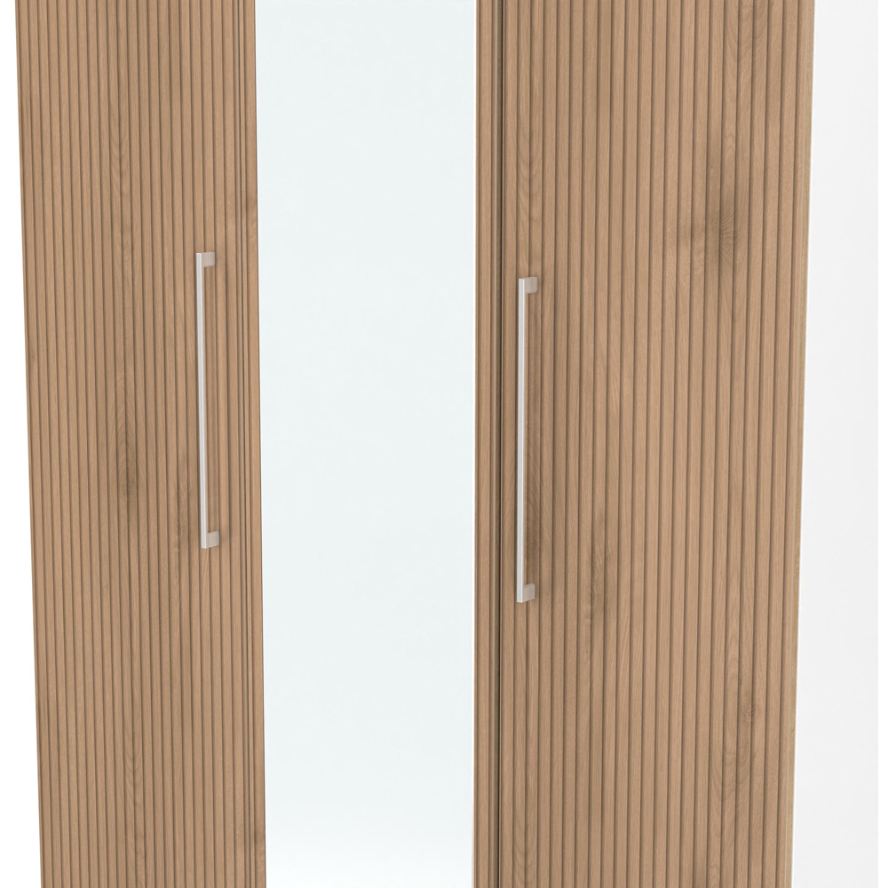Crowndale Worcester 3 Door Slatt Effect and White Tall Mirrored Wardrobe Ready Assembled Image 8