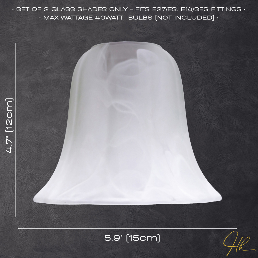 Happy Homewares White Alabaster Glass Shade with Subtle Petal Rimmed Trim 2 Pack Image 8