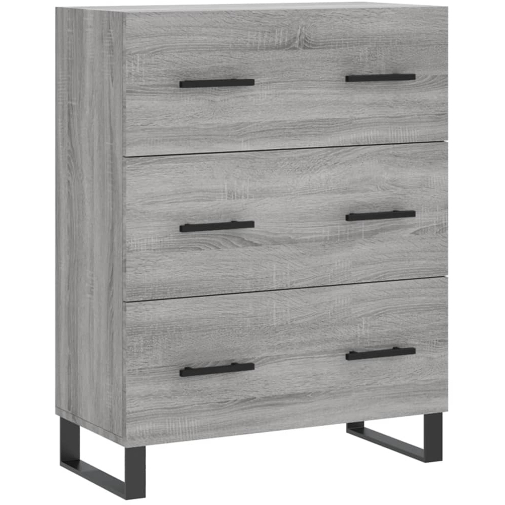 vidaXL 3 Drawer 3 Shelf Grey Sonoma Oak Wooden Cabinet Image 7