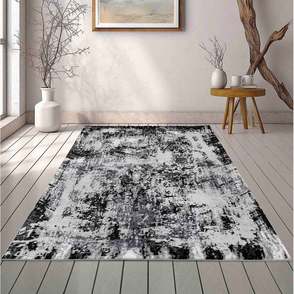 Desire Rugs Serenity Black Abstract Acrylic Rug 80 x 150cm Image 2
