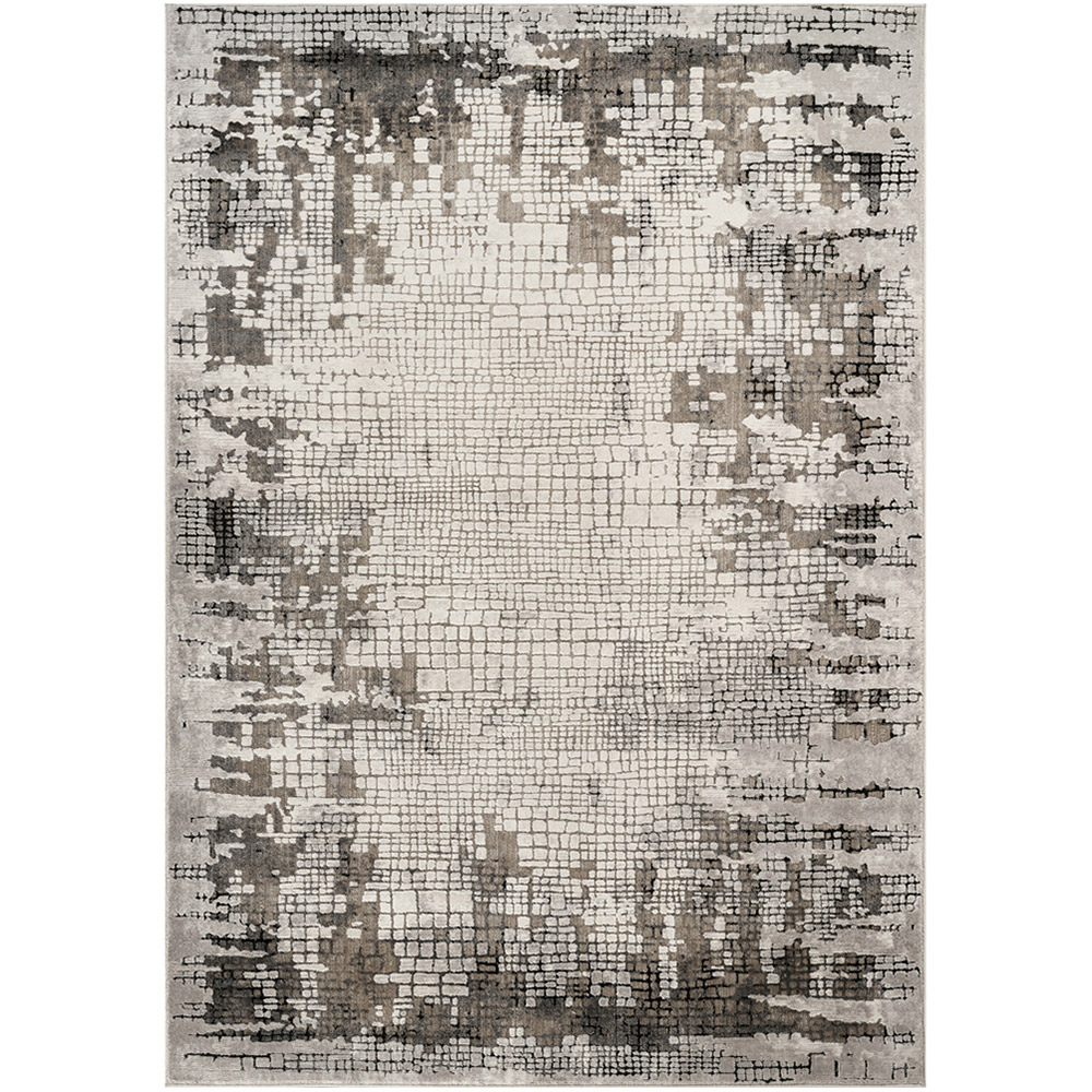 Mayfair Living Room Area Rug Metallic Sheen Contemporary Modern Croc Design - Grey 120cm x 170cm Image 1