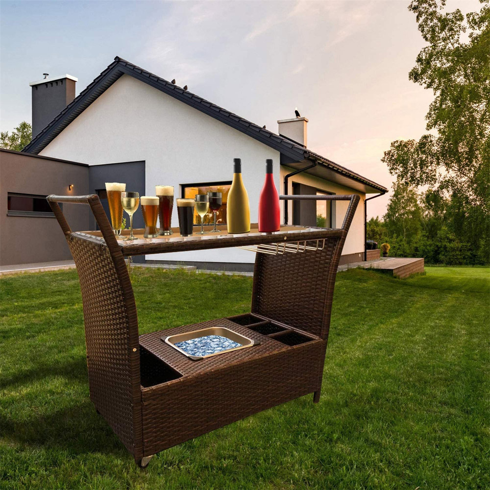 Furniture One Rattan Kitchen Trolley with Ice Bucket Image 2