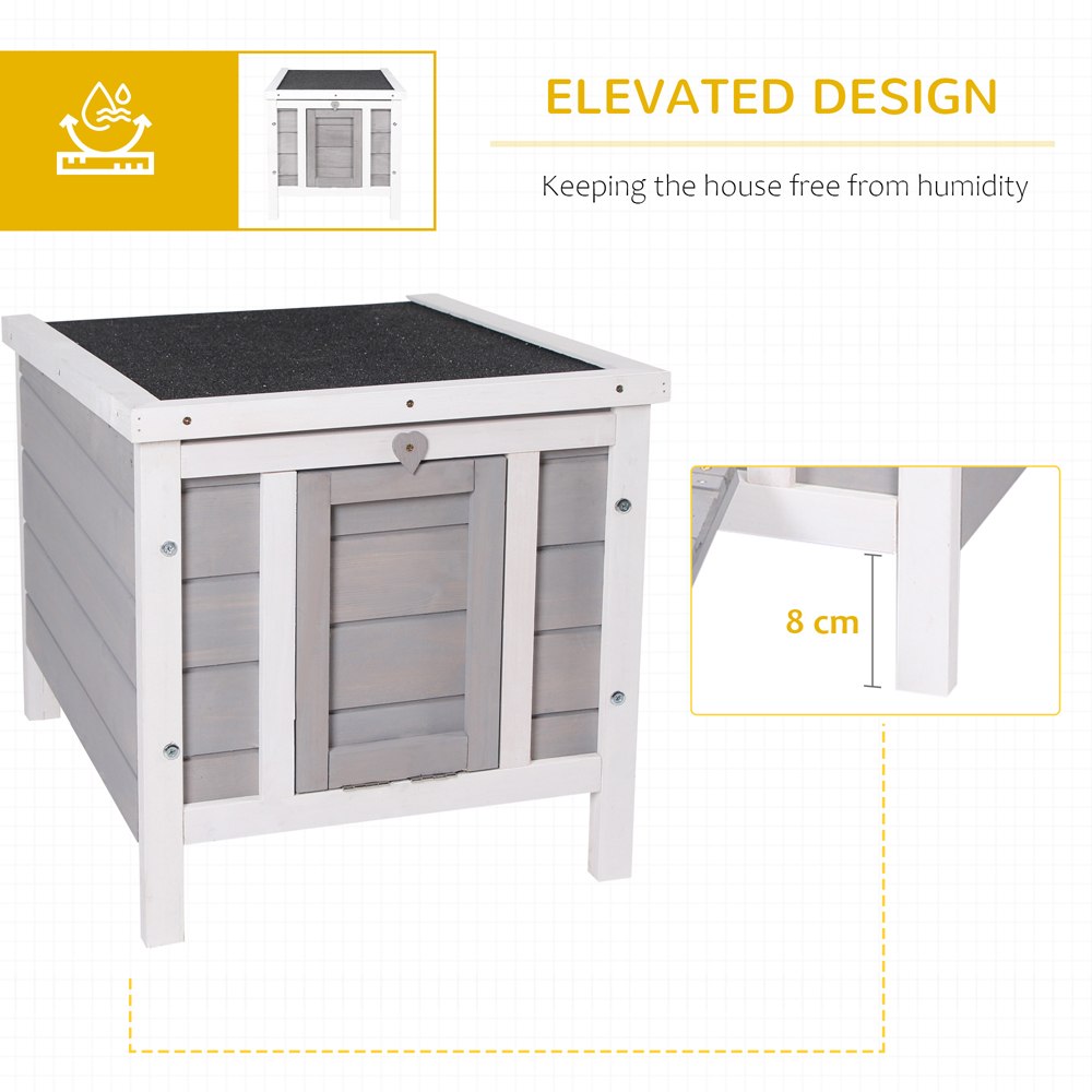 PawHut Grey Wooden Raised Pet Hutch Image 5