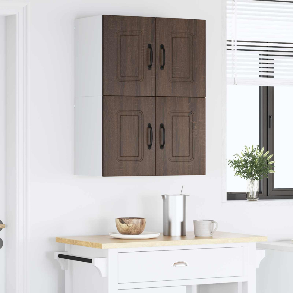 vidaXL Kalmar 2 Door Brown Oak Wall Kitchen Cabinet 2 Pack Image 9