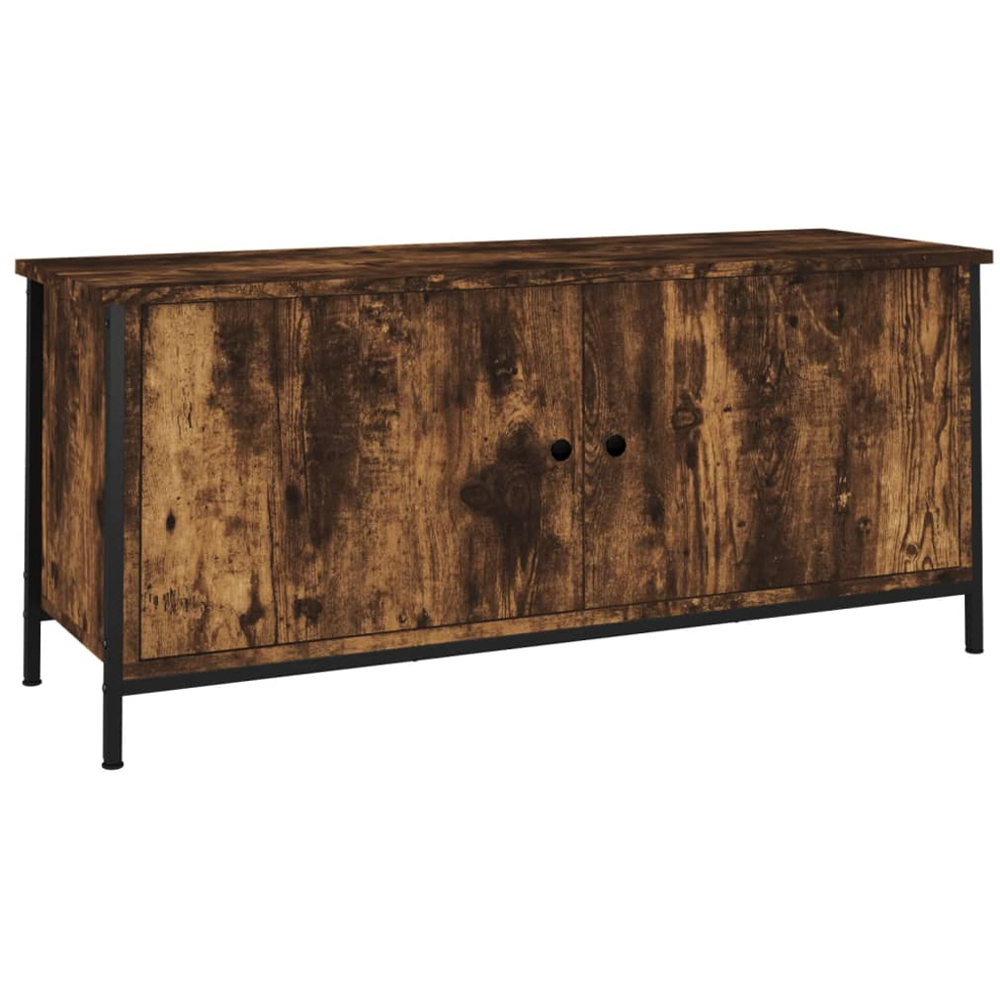 vidaXL 2 Door Smoked Oak TV Cabinet with Metal Stand Image 2