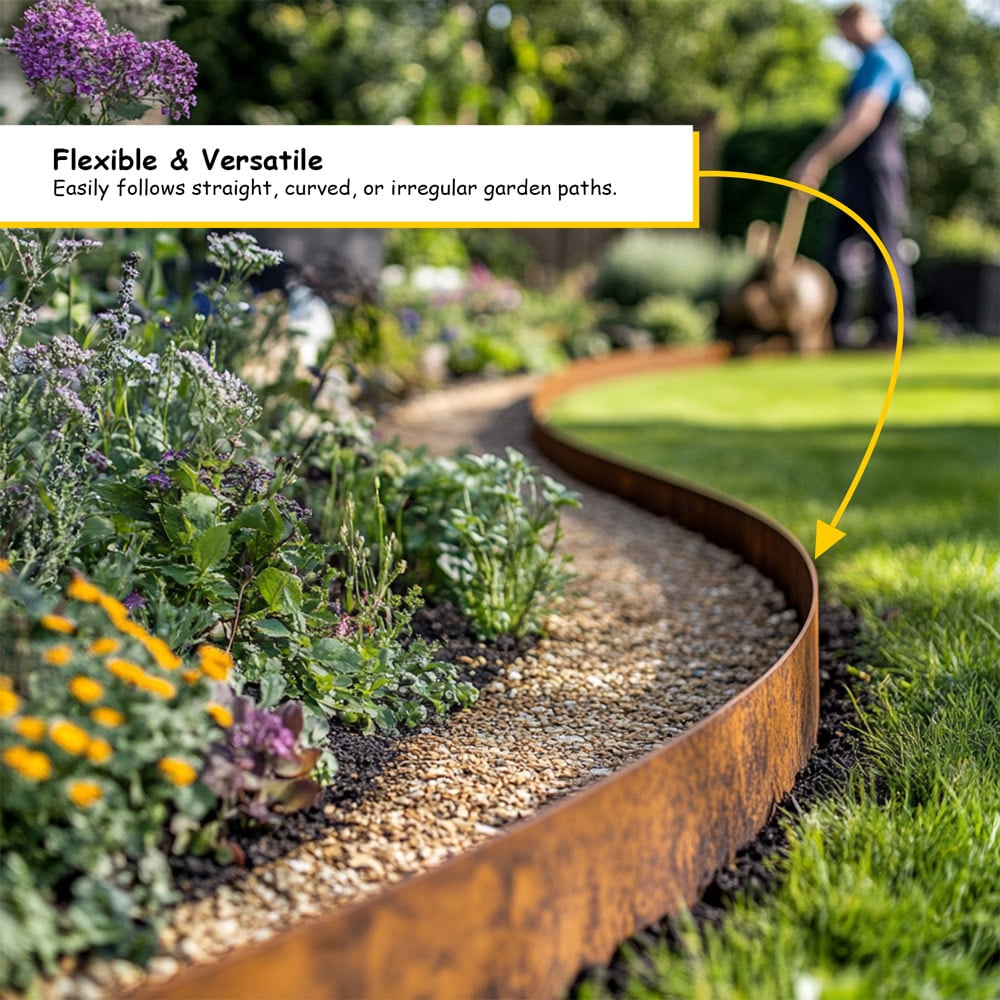 Nicoman Pre Rust Corten Metal Lawn Edging Garden Border Roll 5m Image 5