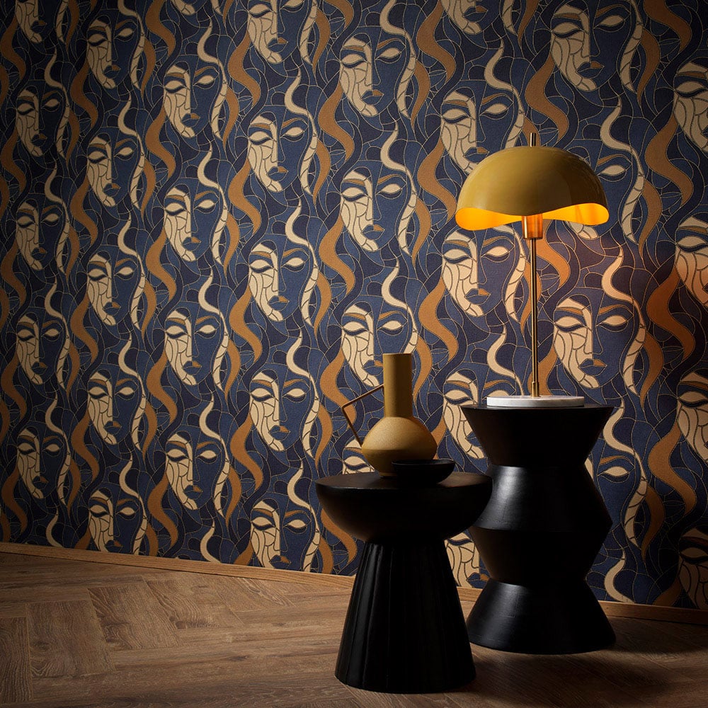 Elle Decoration Moretta Blue Vinyl Wallpaper by Erismann Image 4