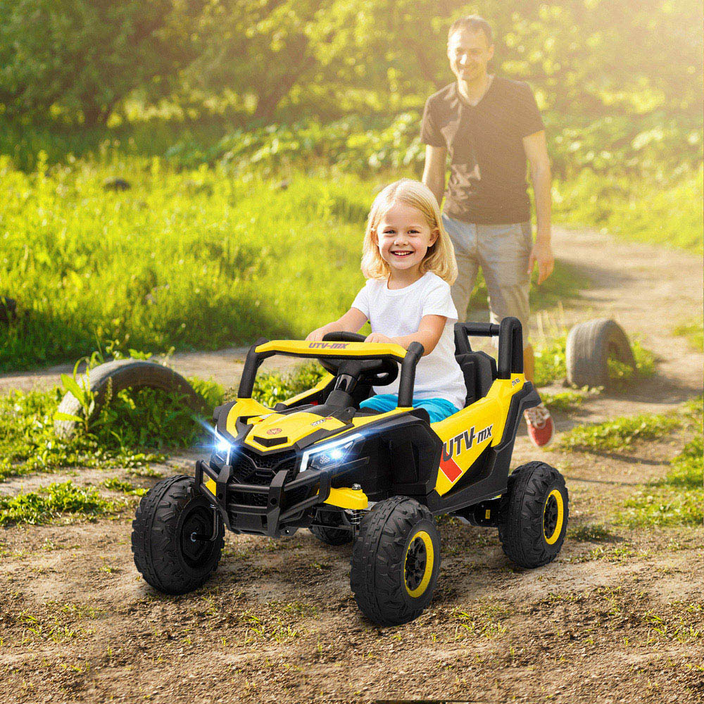 Tommy Toys Kids Yellow Ride On Electric UTV Car with Remote and Safety Belt Image 2