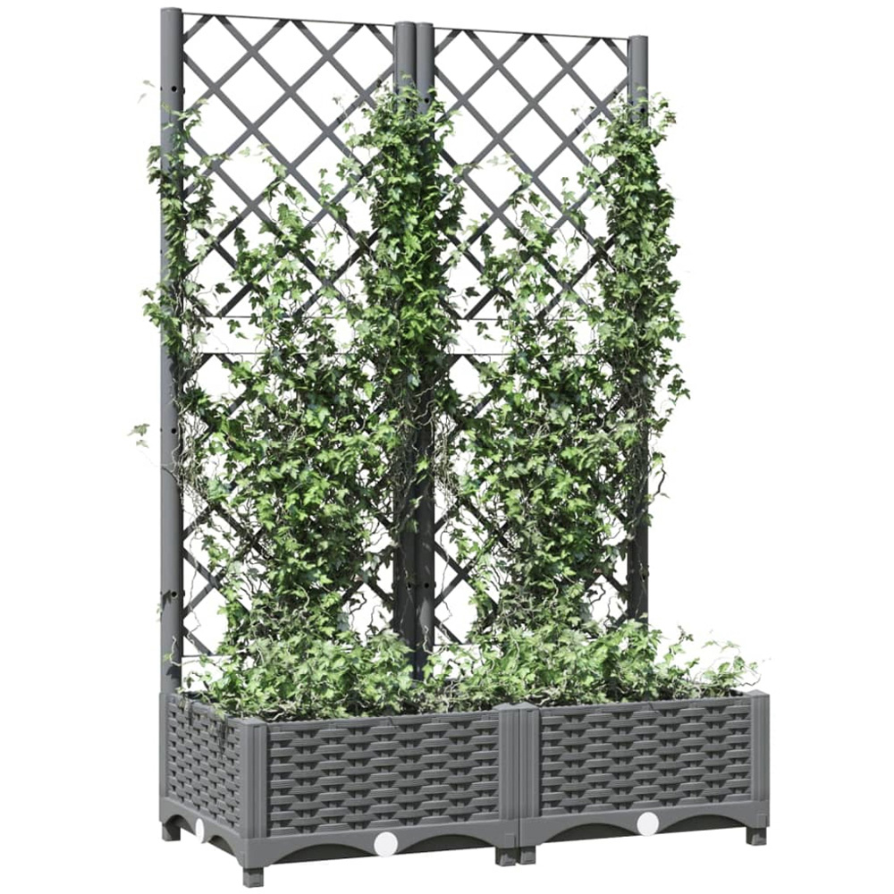 vidaXL Grey Plastic Garden Planter with Trellis 121.5 x 80 x 40cm Image 2