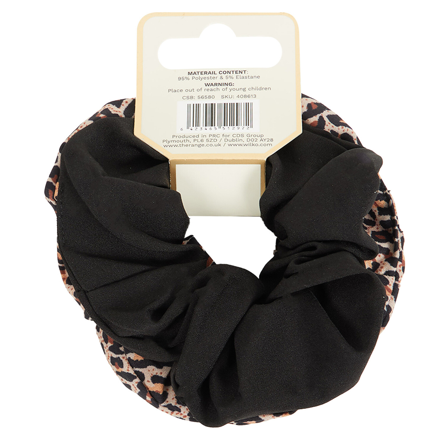 Pack of 2 Black and Leopard Scrunchies Image 2