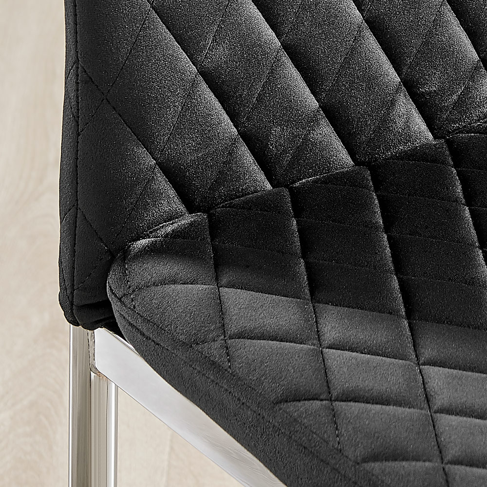 Furniturebox Lucia Valera 4 Seater Dining Set Grey Gloss Black and Chrome Image 8