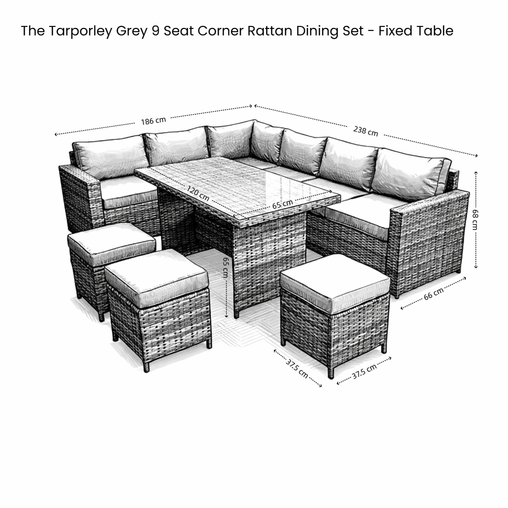 Outdoor Living The Tarporley Rattan 9 Seater Corner Dining Set Grey Image 9