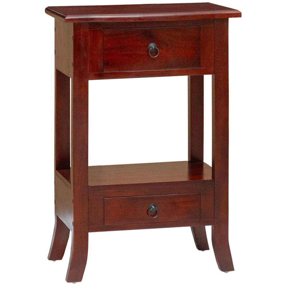 vidaXL 2 Drawer Single Shelf Brown Solid Mahogany Wood Console Table Image 3