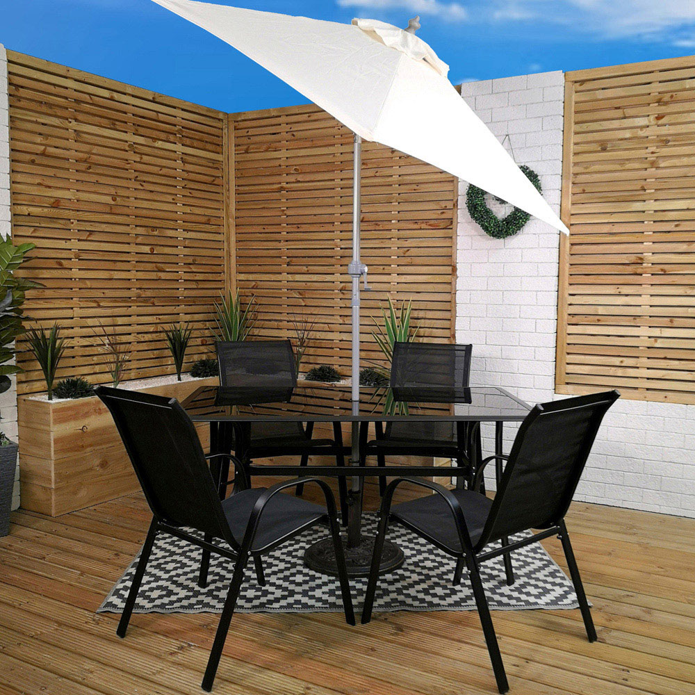 Samuel Alexander 4 Seater Rectangular Outdoor Dining Set with Cream Parasol Image 7