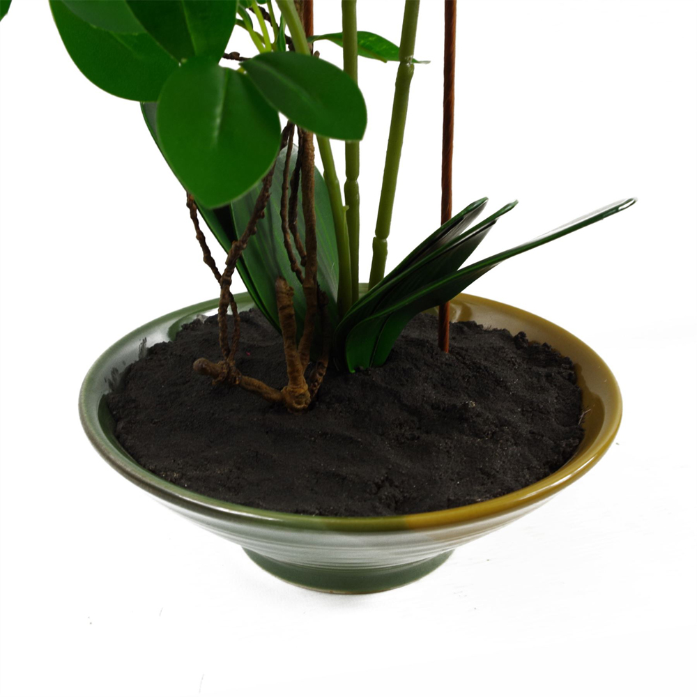 Leaf Light Pink Artificial Orchid in Glazed Planter 2.13ft Image 3
