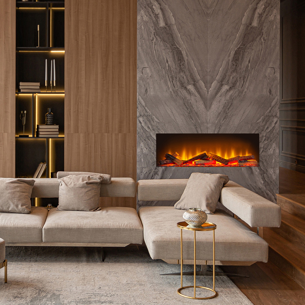 Acantha Aspire Fully Inset Media Wall Electric Fireplace 39 inch Image 2