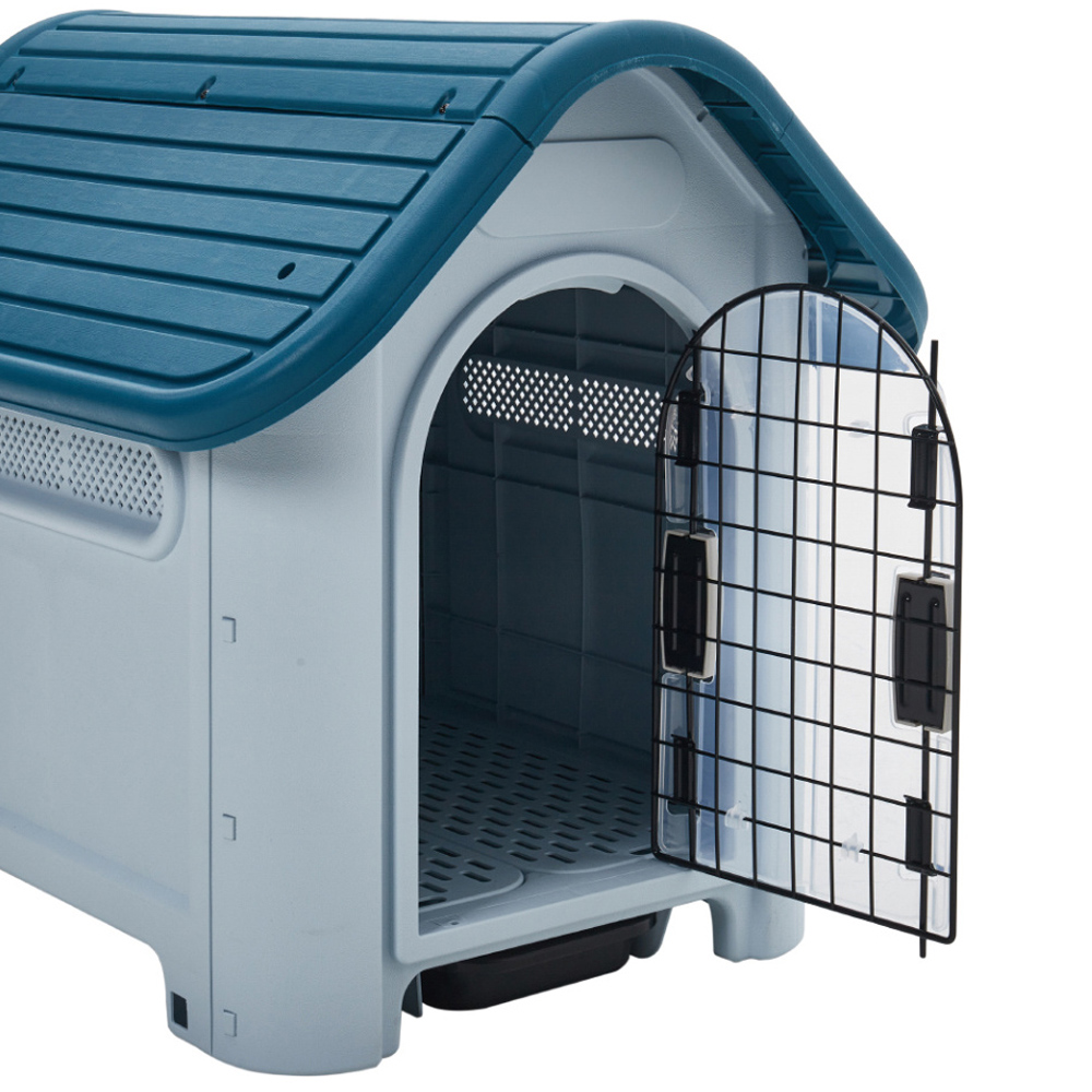 H&O Direct Vented Plastic Dog House with Wire Door Image 3