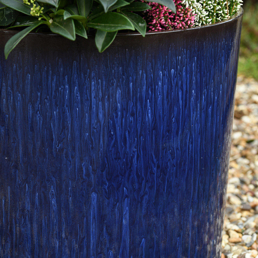 Garden Gear Ocean Blue Glazed Cylinder Planter 26cm 2 Pack Image 3