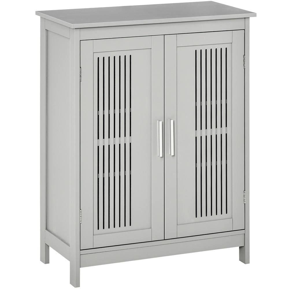 Kleankin 2 Door Grey Freestanding Bathroom Cabinet Image 2