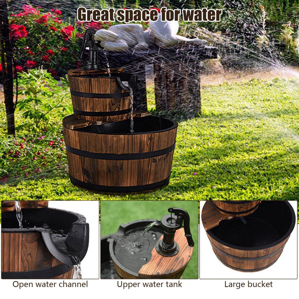 Costway Wooden Water Pump Fountain Image 6