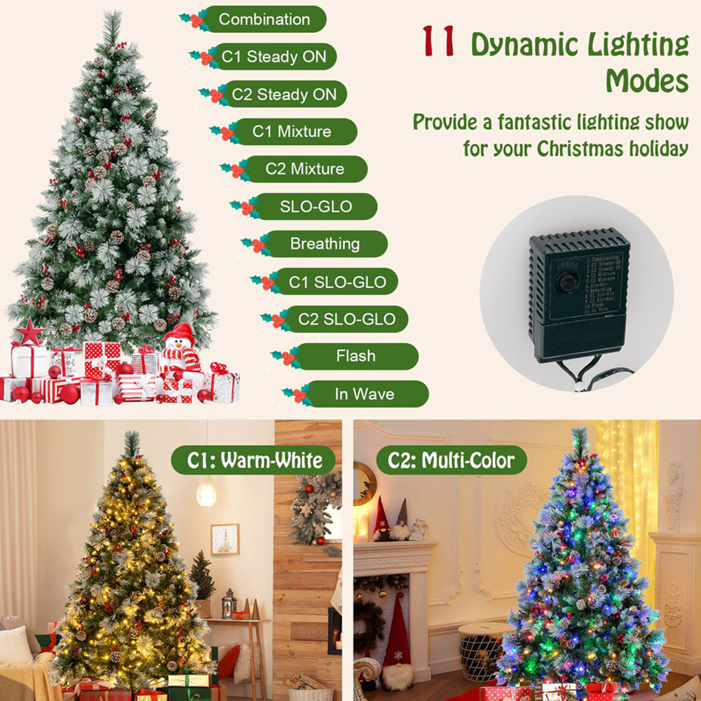 Costway Pre Lit Warm White LED Artificial Christmas Tree 6ft Image 5