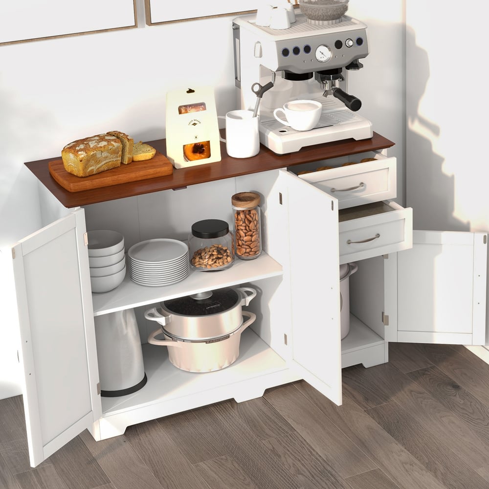Costway 3 Door 2 Drawer White Storage Cabinet Image 6