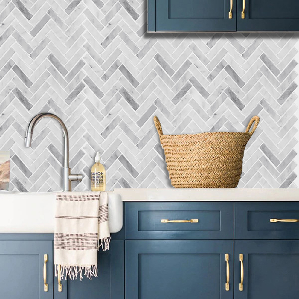 Living and Home 2.5mm Light Grey Peel and Stick Backsplash Tile 30.5 x 30.5cm 10 Pack Image 3