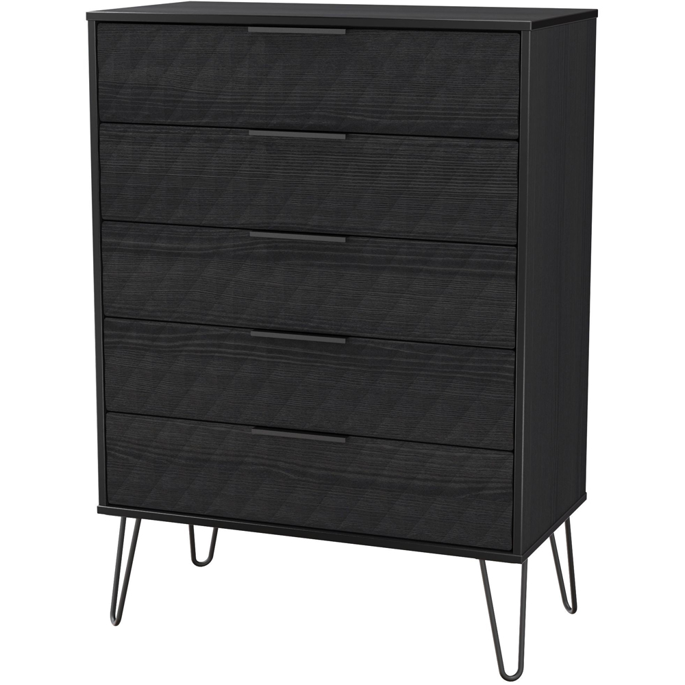 Crowndale Harlequin 5 Drawer Black Ash Chest of Drawers Ready Assembled Image 2