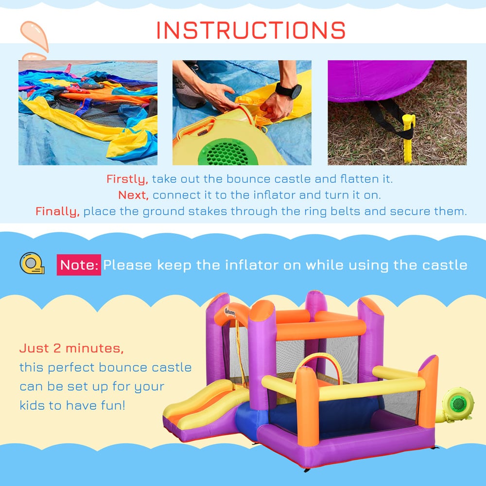 Outsunny Kids 3 in 1 Multicolour Bouncy Castle Image 6