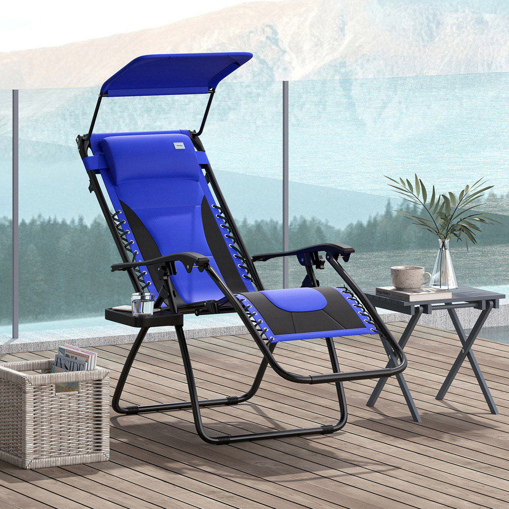 Outsunny Blue Zero Gravity Folding Reclining Chair Image 4