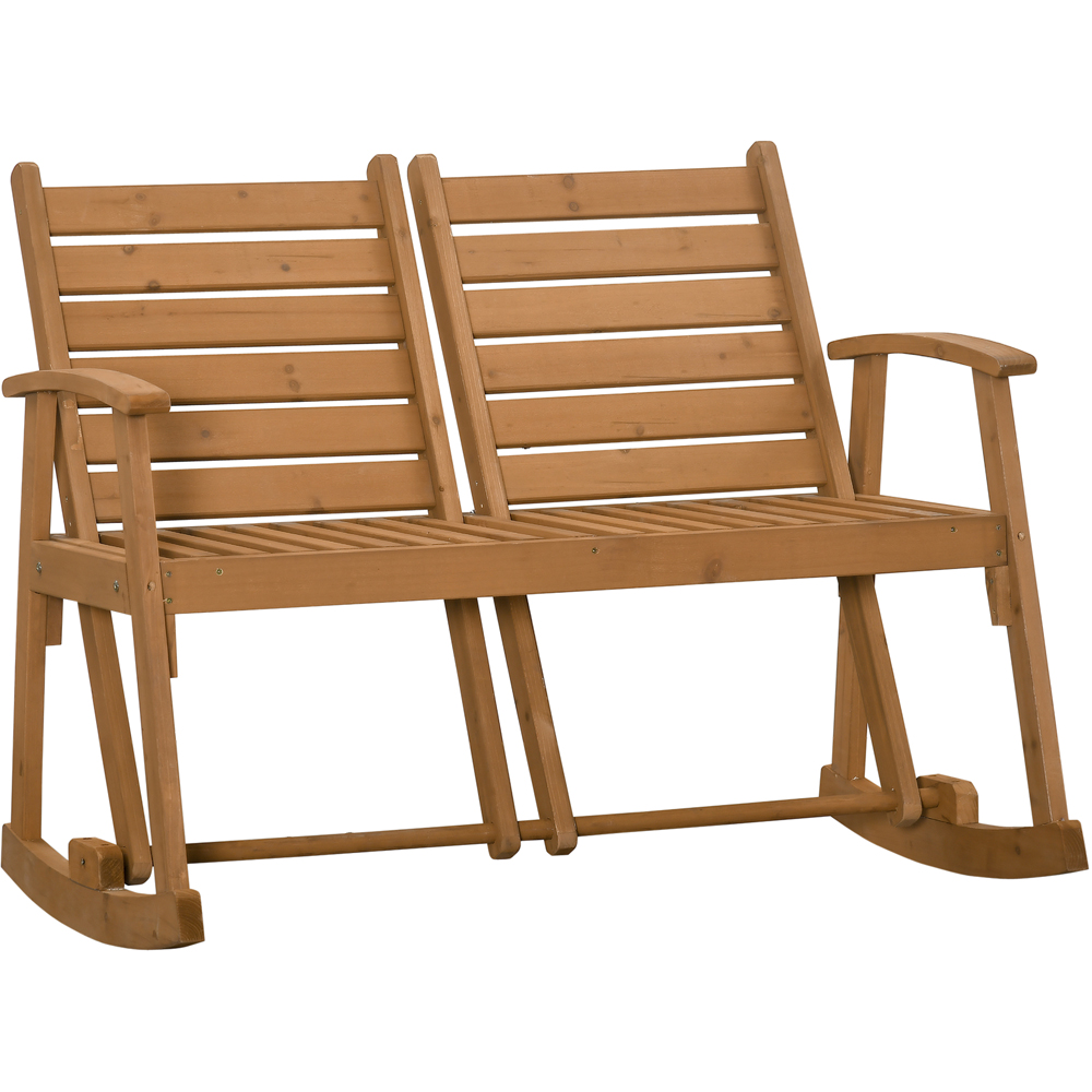 Outsunny 2 Seater Wooden Adjustable Backrest Rocking Bench Image 2
